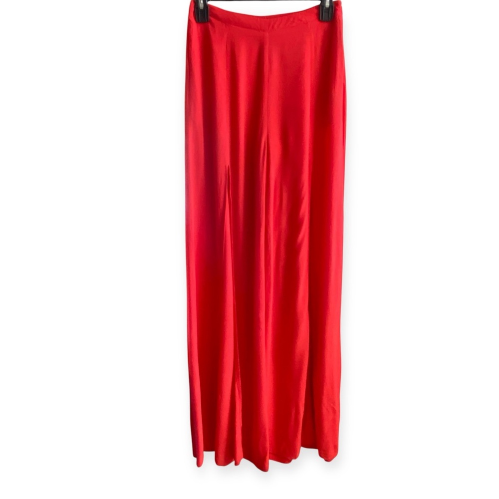 ASTR Front Slit Wide Leg Silk Blend Pants